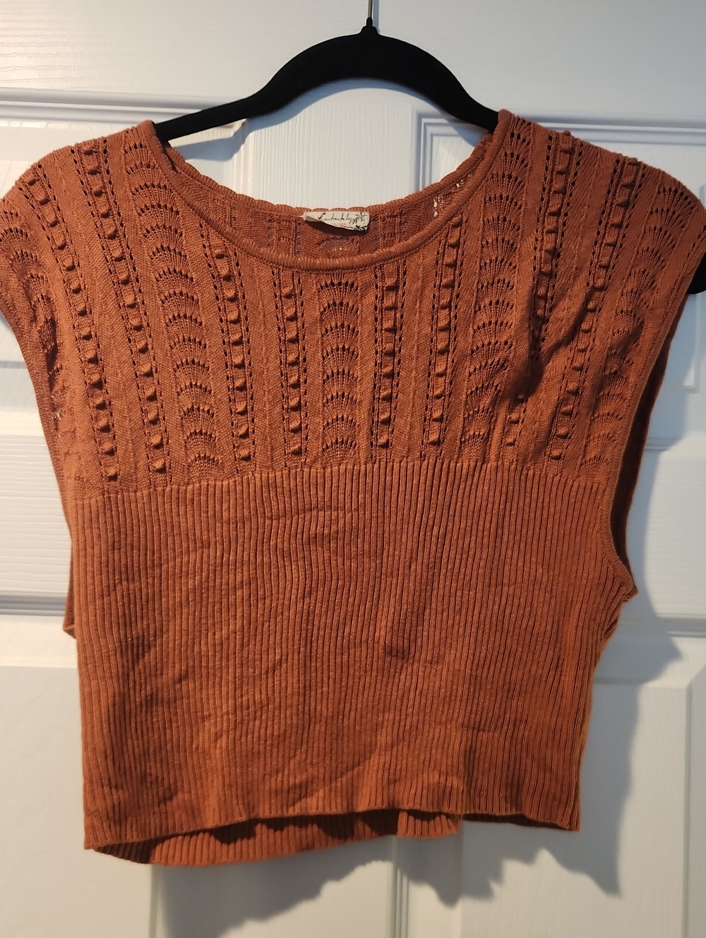 Free People Rust Orange Knit Cropped Tank